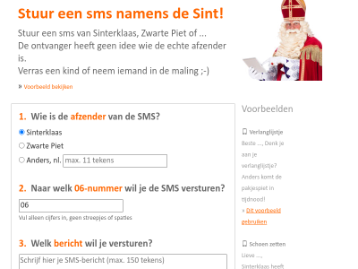 Screenshot van smsvandesint.nl